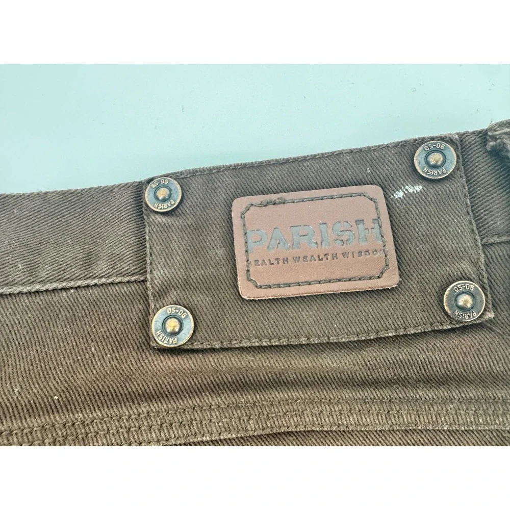 Y2K Parish‎ Brown Jeans 44 Straight Leg Cotton Casual Pants Hip Hop Button Fly
